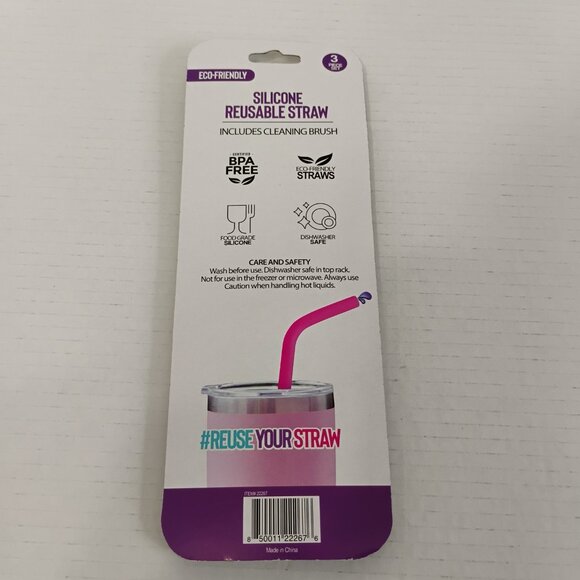 Set of 2 BPA-Free Silicone Reusable Straws – Eco-Friendly & Travel-Ready! - Picture 2 of 3